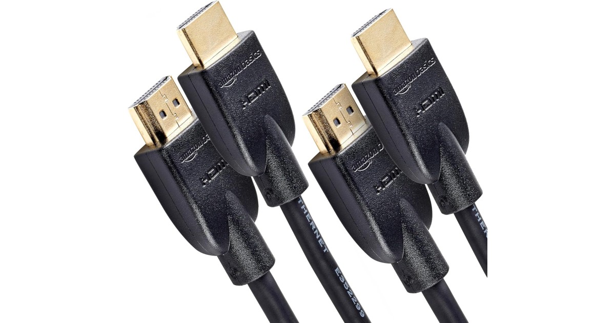 Amazon Basics HDMI Cable, 2-Pack, 10ft, High-Speed 4K@60Hz HDMI 2.0 ...