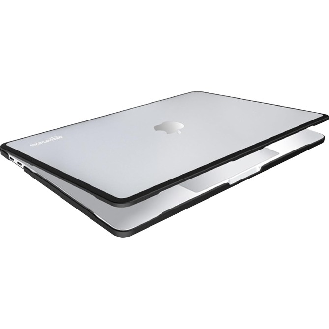 Amazon Basics Hard Shell Laptop Cover for MacBook Air 13-inch with Touch ID (Model M2) | Anti-Fingerprint Case (Matte Black & Semi-Transparent)