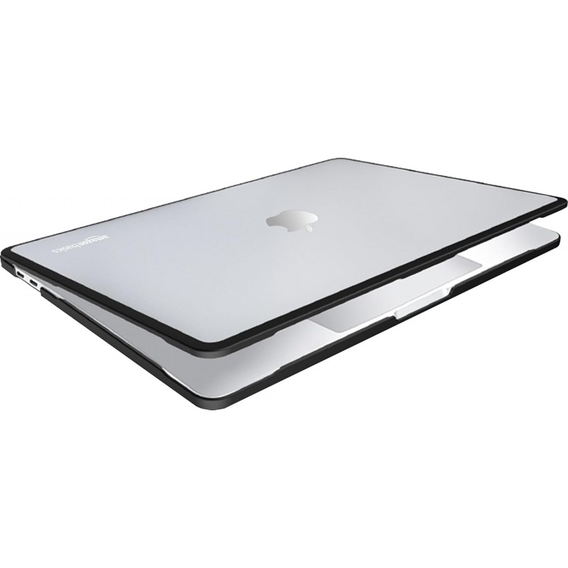 Amazon Basics Hard Shell Laptop Cover for MacBook Air 13-inch with Touch ID (Model M2) | Anti-Fingerprint Case (Matte Black & Semi-Transparent)