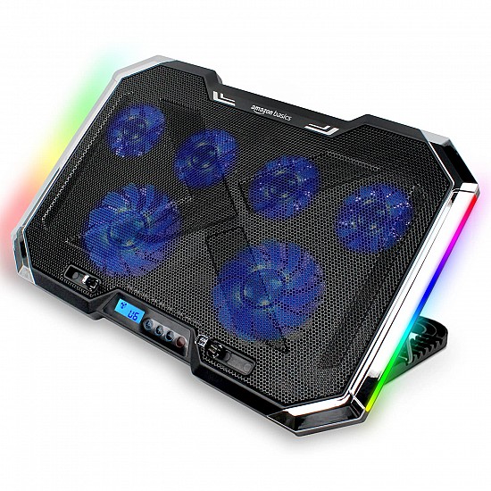 Airtree Laptop Cooling Pad with 7-Cool RGB LED Lighting Effects | USB Powered Gaming Laptop Cooler Stand 