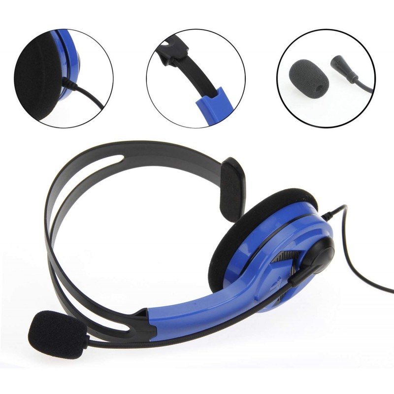 Amazon Basics Mono Chat Wired On Ear Headset for PlayStation 4 (Officially Licensed) - Blue