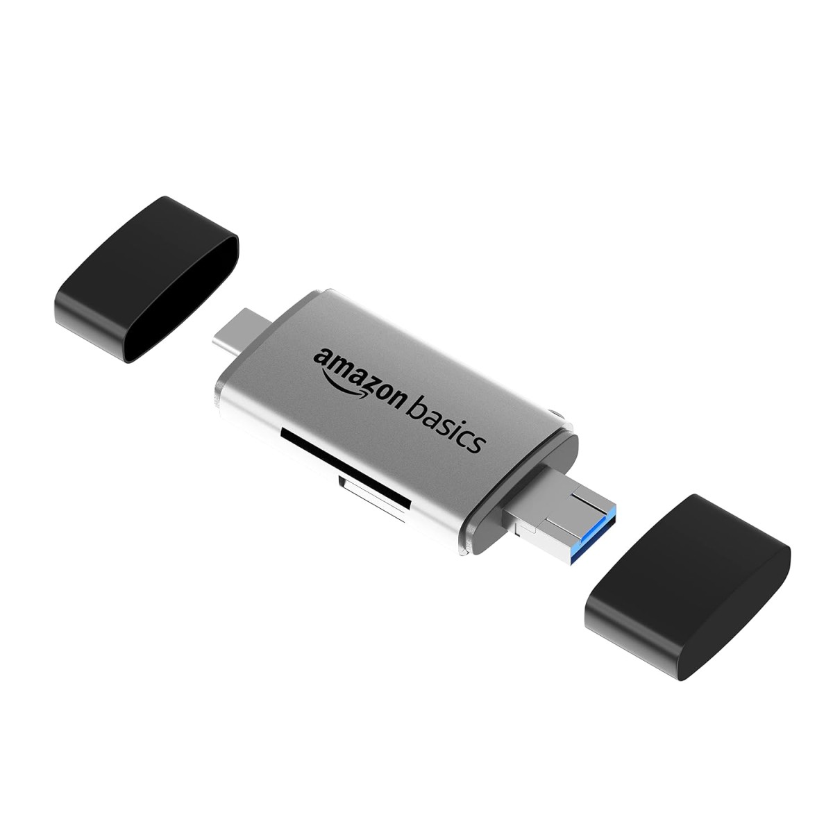 AmazonBasics Amazon Basics OTG Card Reader and Hub with Type-C, USB & Micro USB Ports | Portable Memory Card Reader Supports (Grey)