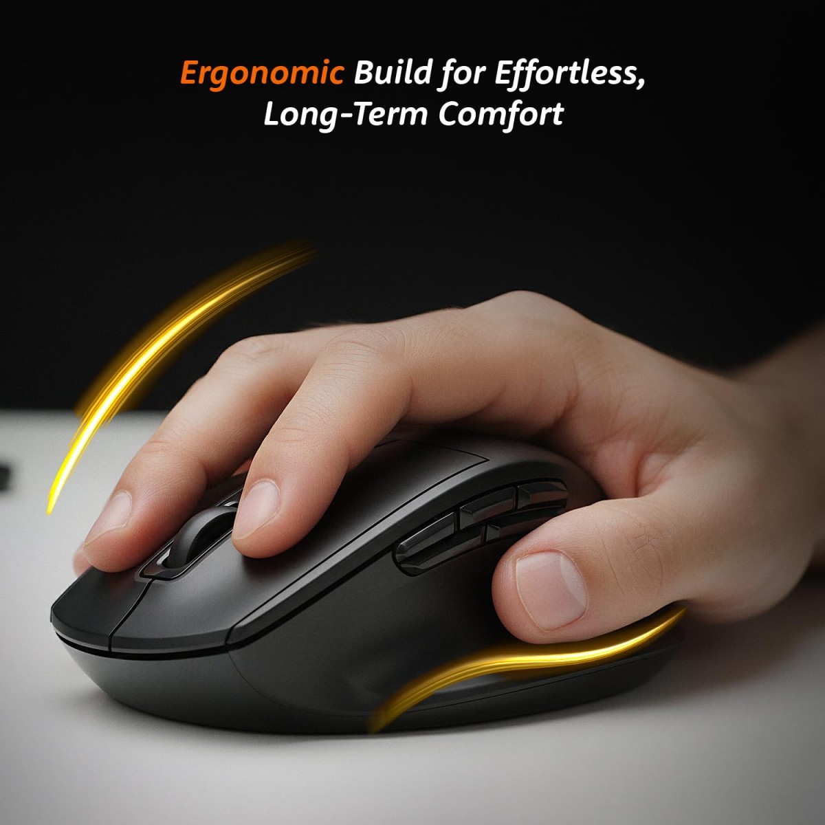 AmazonBasics Amazon Basics Pro Series 2.4G + Bluetooth + USB Triple Mode Wireless Ergonomic Mouse Black ABKY-M660