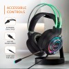 AmazonBasics Amazon Basics RGB Wired Gaming On Ear Gaming Headphone, 2 Meter Braided Cable, with mic, Suspension Design, 3.5mm Connector (USB A only