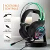 AmazonBasics Amazon Basics RGB Wired Gaming On Ear Gaming Headphone, 2 Meter Braided Cable, with mic, Suspension Design, 3.5mm Connector (USB A only