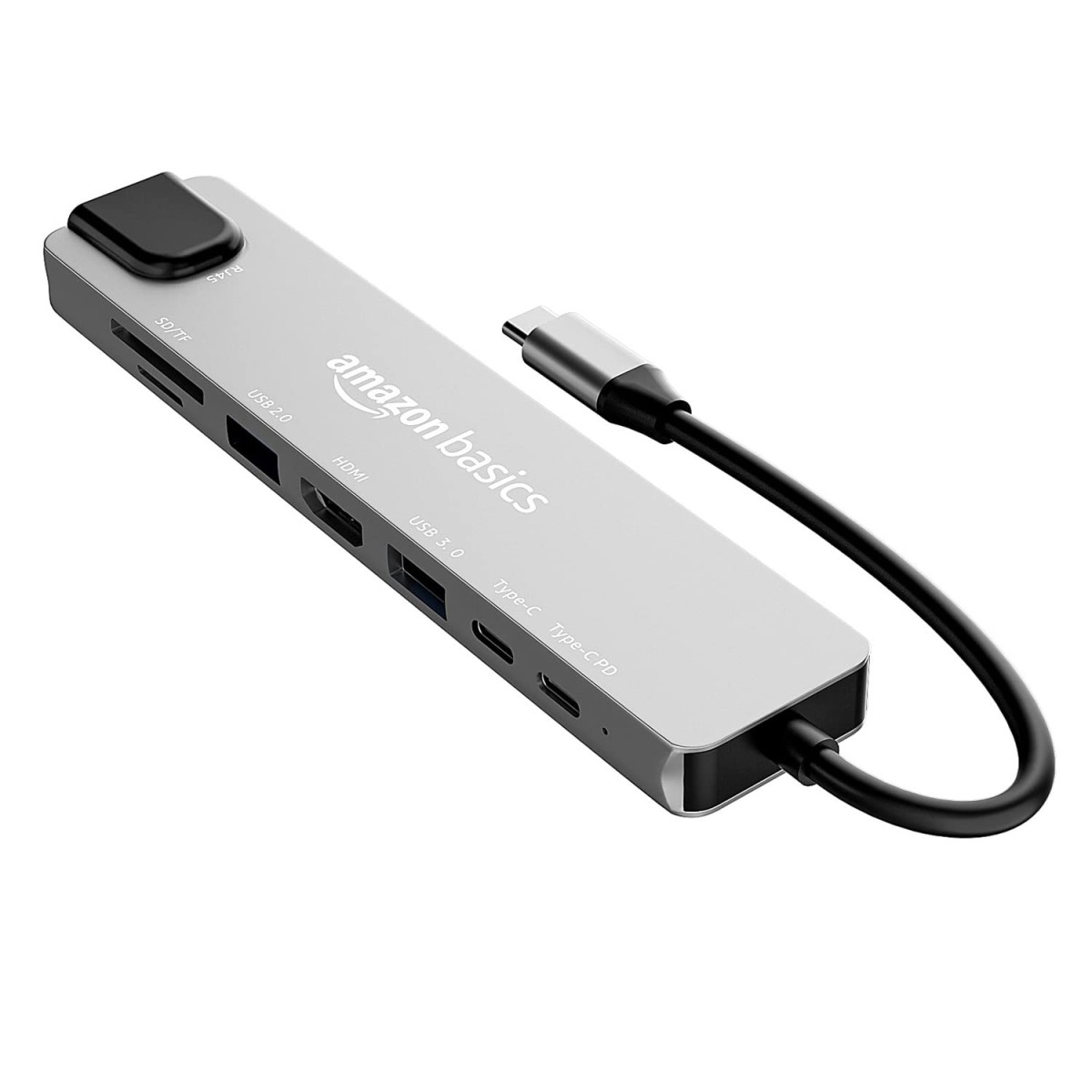 Amazon Basics USB Type-C Hub Dock, 8-in-1 HDCP Aluminium Adapter with 4K HDMI & Ethernet Port,100mbps, Power Delivery Mac & Windows USB-C & 3.0 Devices