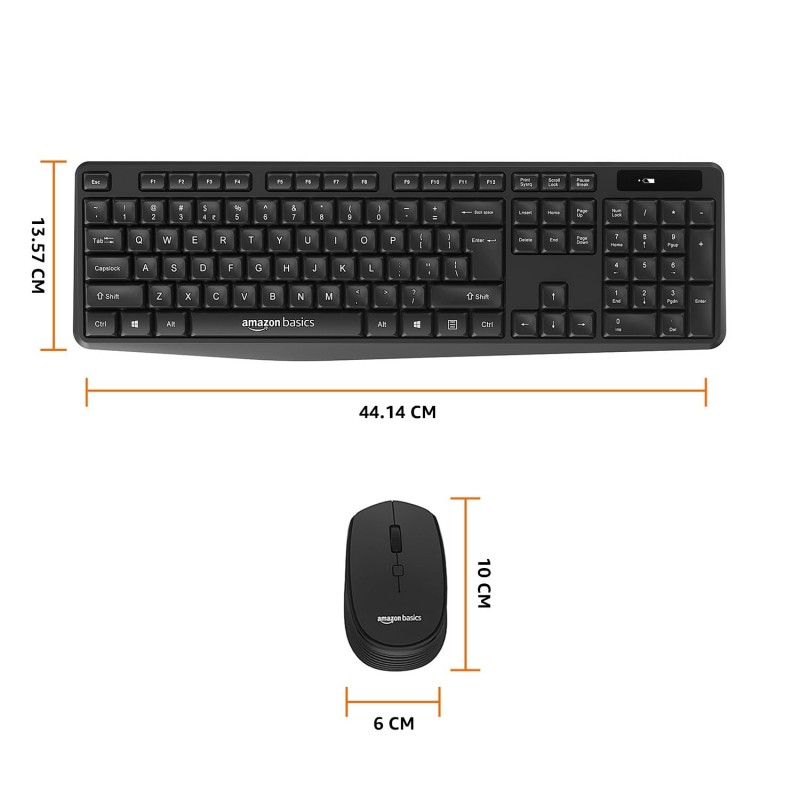 Amazon Basics USB Wireless Keyboard and Mouse Set with Nano Receiver