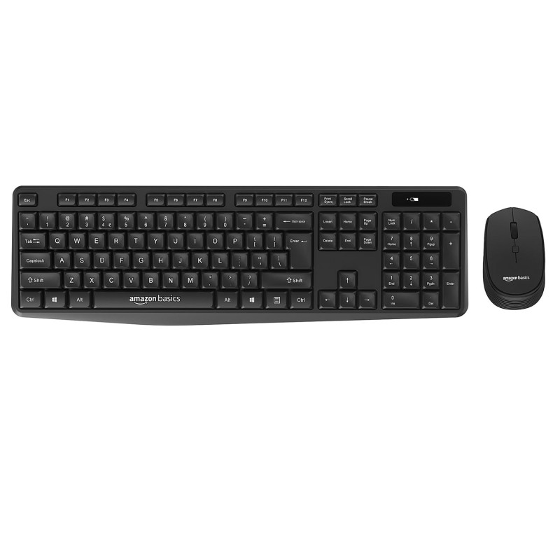 Amazon Basics USB Wireless Keyboard and Mouse Set with Nano Receiver