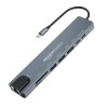 Amazon Basics USB hub 3.0 for Type-c Port,8 in 1 Adapter for pc Accessories with USB-C 4K HDMI SD/TF Ethernet Adaptor HUB for Tablet PC Phone