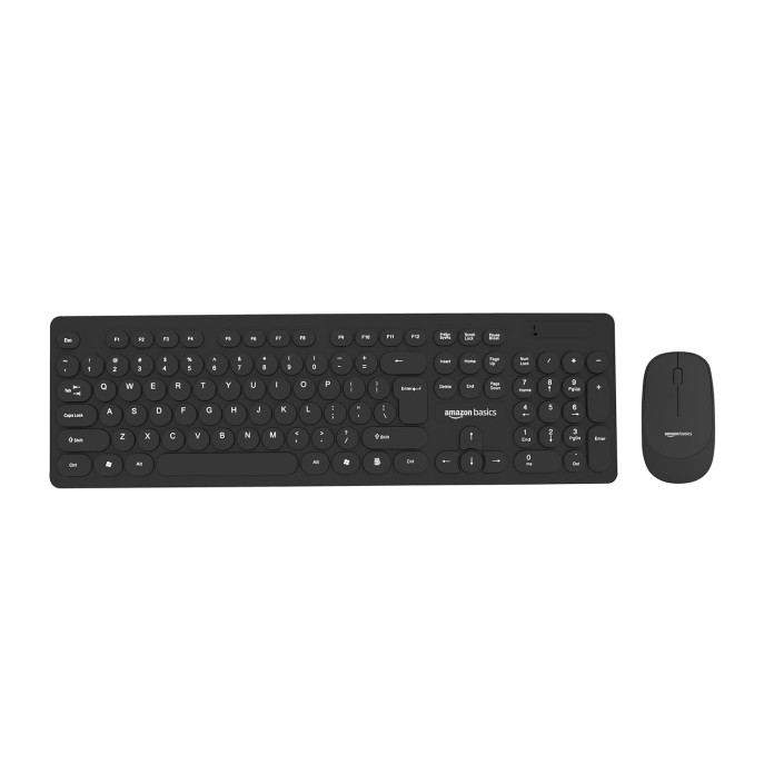 Amazon Basics Wireless Keyboard and Mouse Combo | 1000 DPI Mouse | 104 Rounded Silent Keys | Lightweight