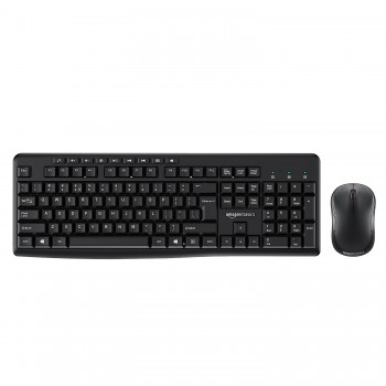 Amazon Basics Wireless Keyboard and Mouse Combo for Windows, 2.4 GHz Wireless, Spill-Resistant Design, 8 Multimedia & Shortcut Keys, PC, Computer Laptop, Notebook (Black)