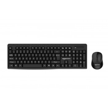 Amazon Basics Wireless Keyboard and Mouse Set | 1000 DPI Mouse | 12 Function Keys | Compatible with Mac and Windows | Silent Keys | Auto Stand-by | Spill-Resistant (Black)