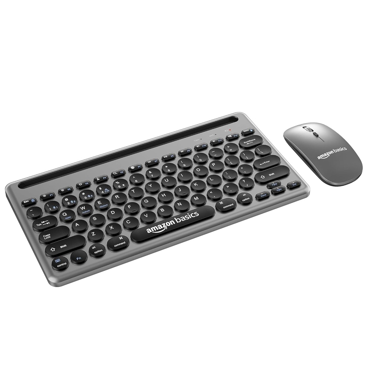 Amazon Basics Wireless Keyboard and Mouse Set with Bluetooth multiconnect, 2.4GHz Receiver,1600 DPI, Smartphone