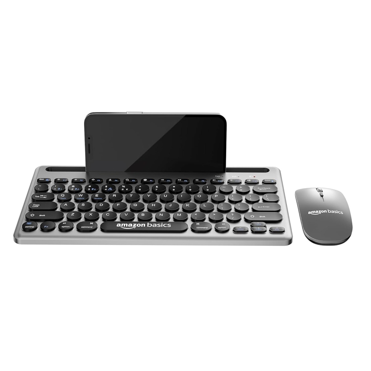 Amazon Basics Wireless Keyboard and Mouse Set with Bluetooth multiconnect, 2.4GHz Receiver,1600 DPI, Smartphone
