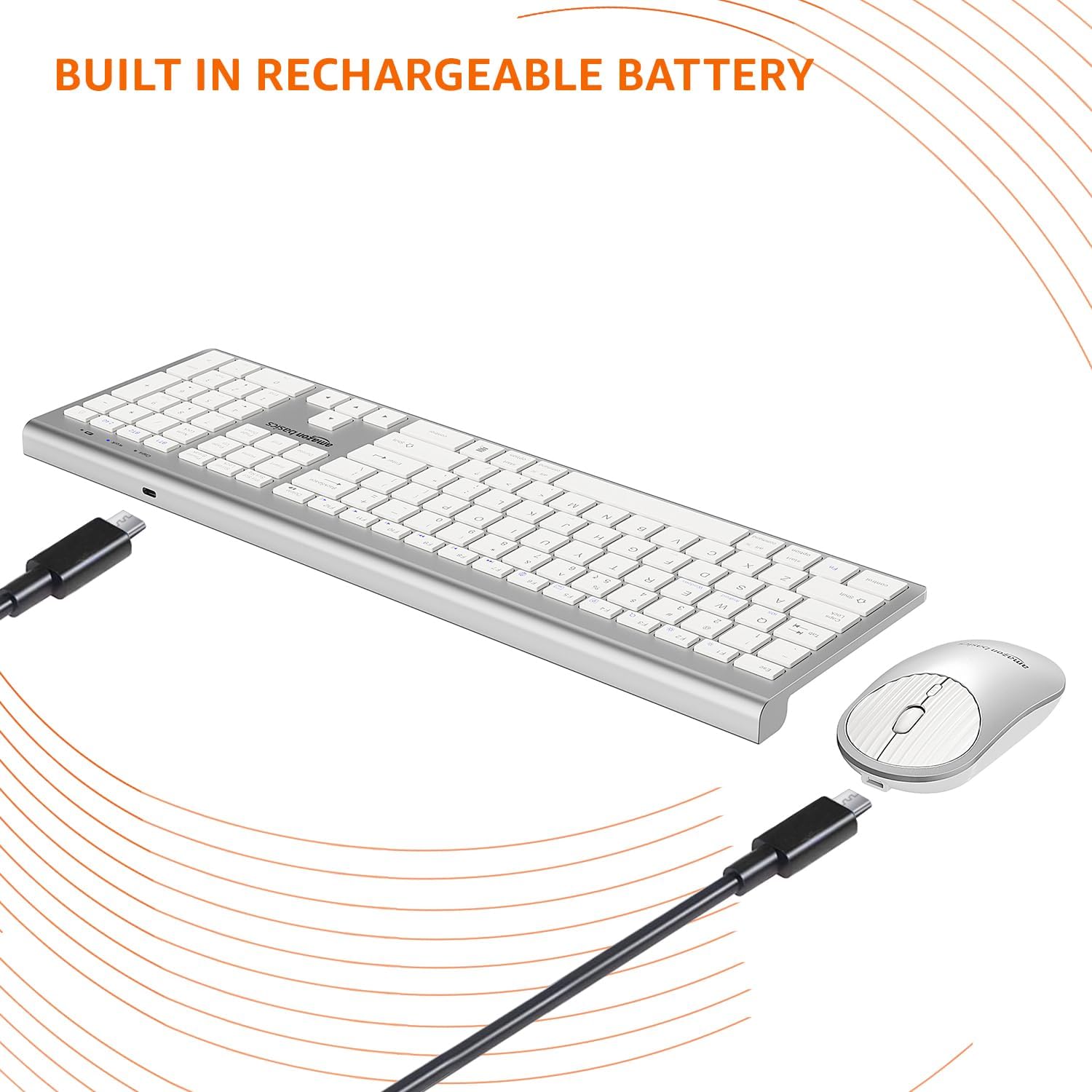 Amazon Basics Wireless Rechargeable Dual Connectivity Keyboard ...