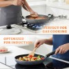 Amazon Brand - Solimo 6 Piece Non-Stick Cookware Set | Granite Finish | Induction Base | PFOA Free | HTR Exterior Coating | 25cm Tawa, 22 cm Kadai, 22cm Fry Pan, 1 Glass Lid & 2 Nylon Spatulas | Grey