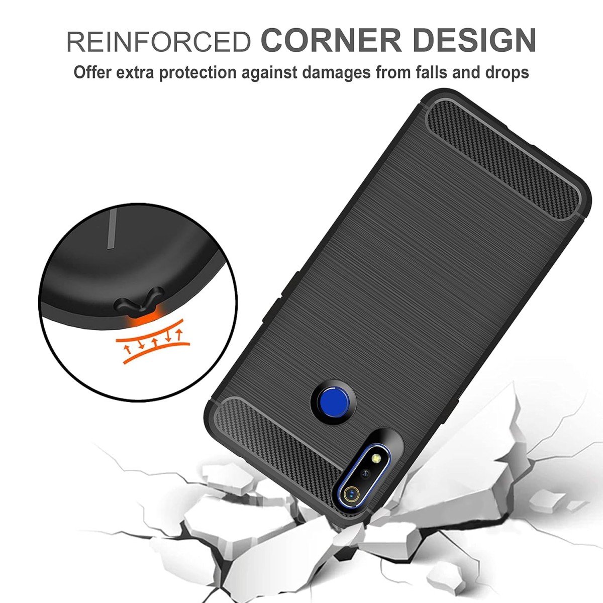 Amazon Brand - Solimo Back Cover Case for Realme 3 / Realme 3i | Compatible for Realme 3 / Realme 3i Back Cover Case Matte Black)
