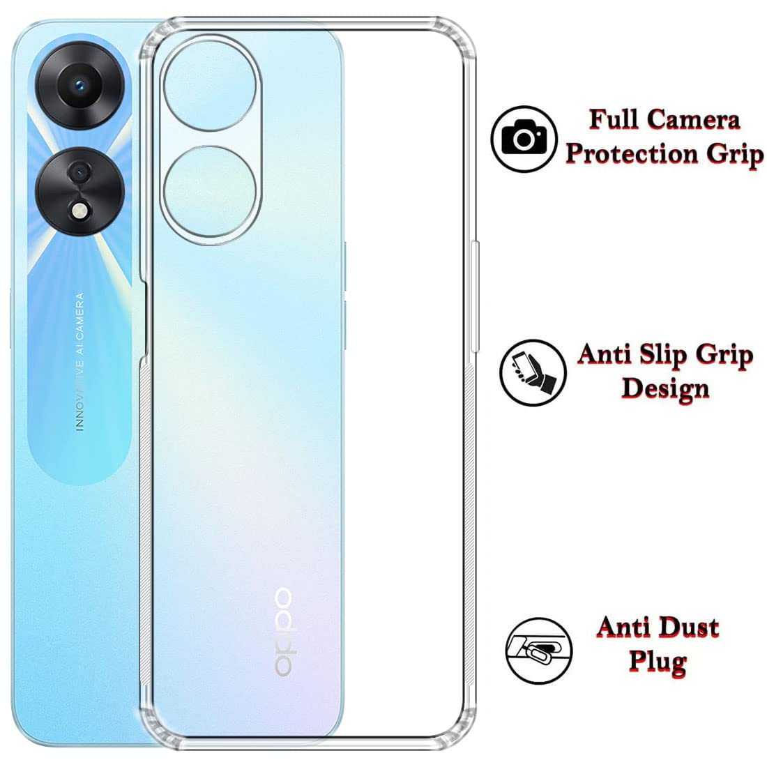 Amazon Brand- Solimo Basic Case for Oppo A78 5G (Silicone_Clear)