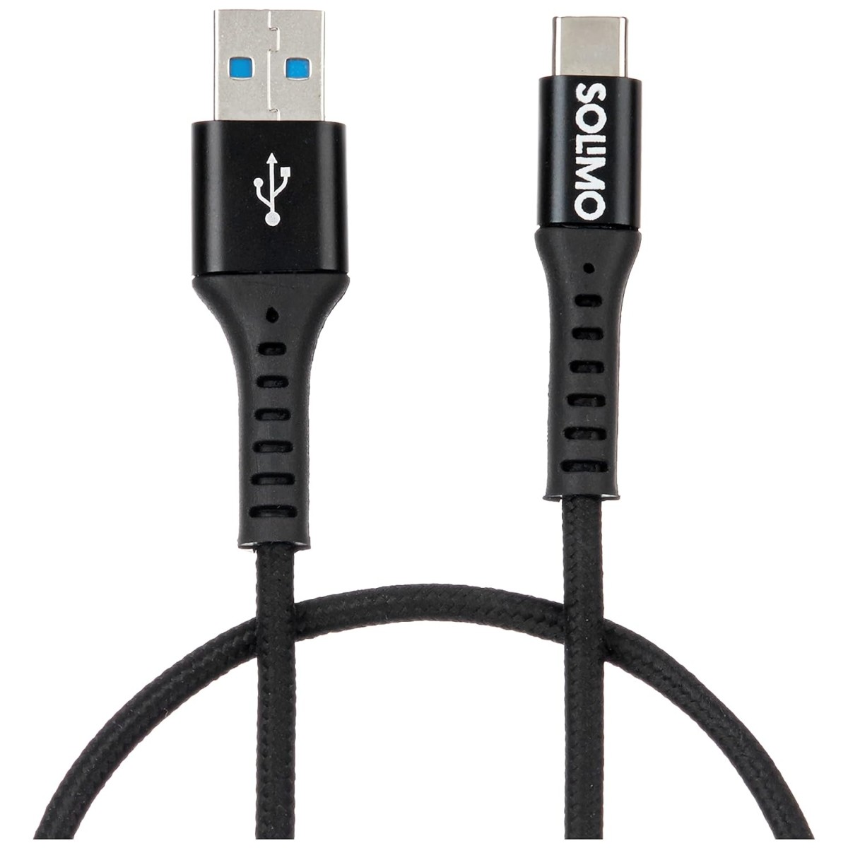 Amazon Brand - Solimo Fast Charging Braided Type C Data Cable Seam, Suitable For All Supported Mobile Phones (1 Meter, Black)