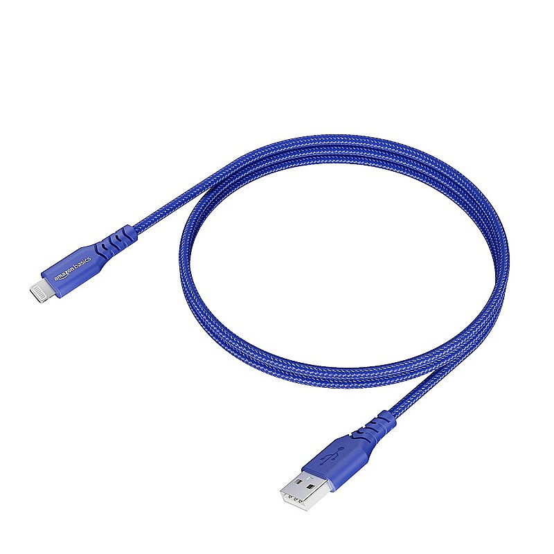 AmazonBasics Apple  USB Charge and Sync Extra Tough Cable, 10 Feet (3 Meters) - Blue