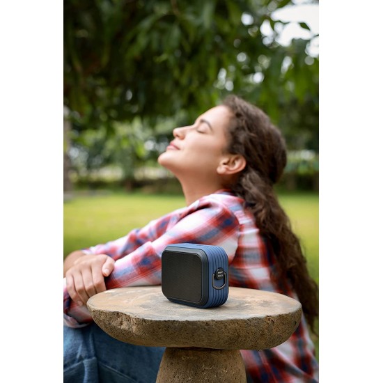 Airtree Bluetooth Speaker, 8W, Powerful Bass, BT 5.0, Up to 18hrs Playtime Noise Cancelling Mic Blue