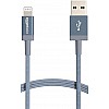 AmazonBasics Nylon Braided Lightning to USB Cable - MFi Certified Apple iPhone Charger, Dark Gray, 3-Ft 