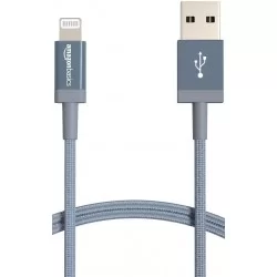 AmazonBasics Nylon Braided Lightning to USB Cable - MFi Certified Apple iPhone Charger, Dark Gray, 3-Ft 