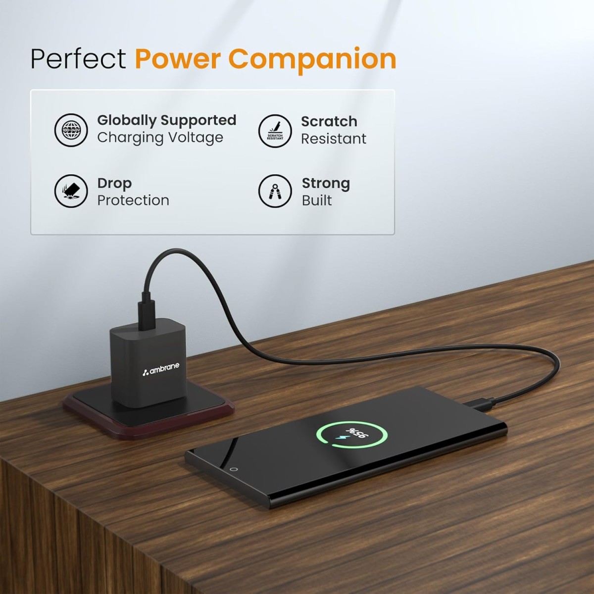 Ambrane 20W Type C Mobile Charger Adapter, Fast Charging for Android, iPhone (Raap M20)