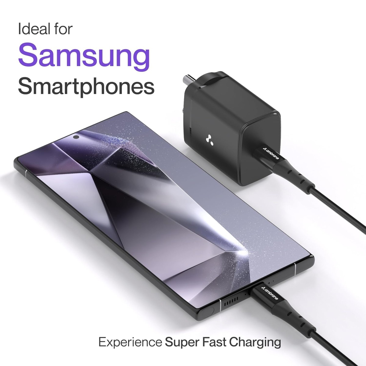 Ambrane 25W Type C Mobile Charger Adapter, Fast PPS Charging for Samsung Smartphones, iPhone