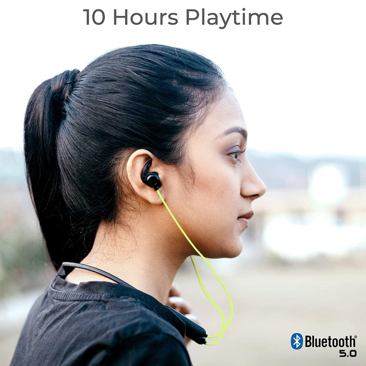 Ambrane Bluetooth Wireless Earphones with High Bass Stereo Sound 10 Hours Playtime Water Splash Proof inbuilt Mic ANB-33 Black Neon Ambrane Bluetooth Wireless Earphones with High Bass Stereo Sound 10 Hours Playtime Water Splash Proof inbuilt Mic ANB-33 Black Neon