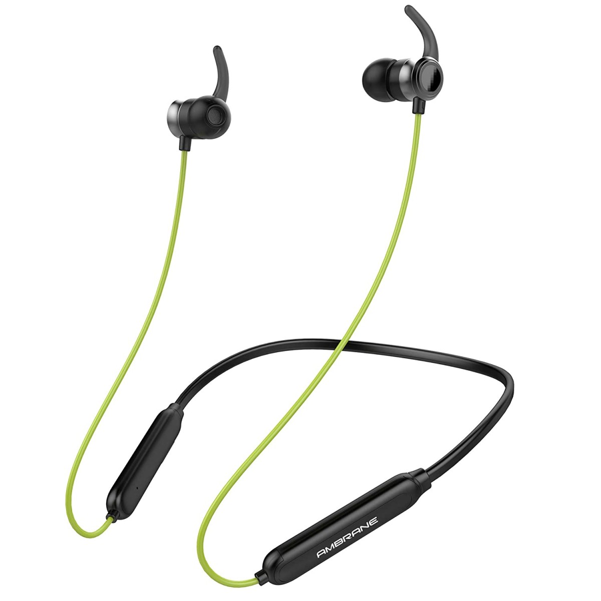Ambrane Bluetooth Wireless Earphones with High Bass Stereo Sound 10 Hours Playtime Water Splash Proof inbuilt Mic ANB-33 Black Neon Ambrane Bluetooth Wireless Earphones with High Bass Stereo Sound 10 Hours Playtime Water Splash Proof inbuilt Mic ANB-33 Black Neon
