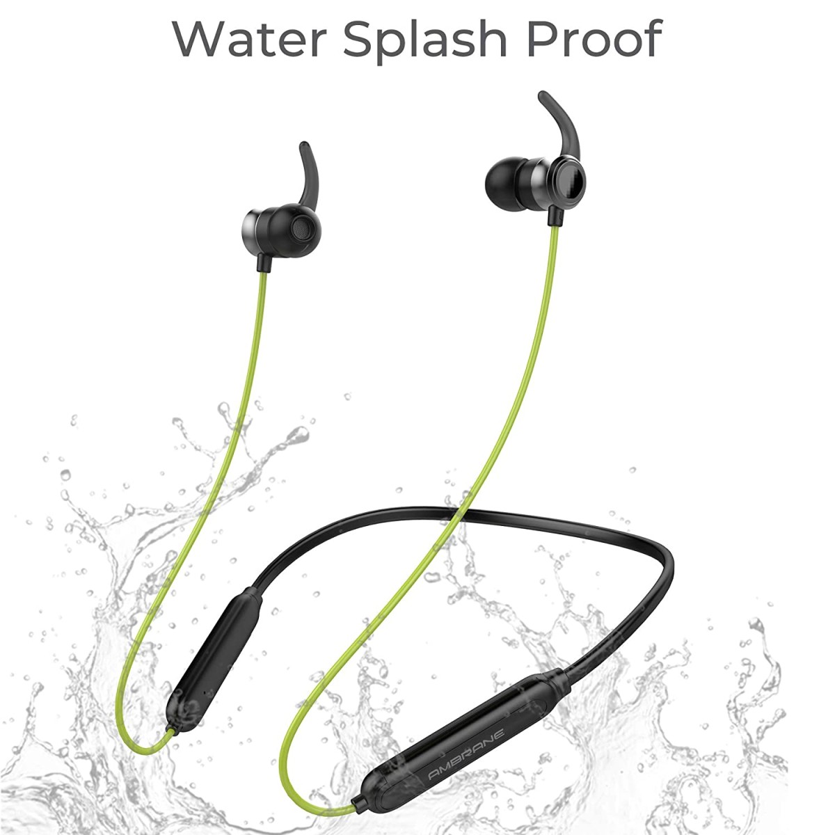 Ambrane Bluetooth Wireless Earphones with High Bass Stereo Sound 10 Hours Playtime Water Splash Proof inbuilt Mic ANB-33 Black Neon Ambrane Bluetooth Wireless Earphones with High Bass Stereo Sound 10 Hours Playtime Water Splash Proof inbuilt Mic ANB-33 Black Neon