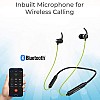 Ambrane Bluetooth Wireless Earphones with High Bass Stereo Sound 10 Hours Playtime Water Splash Proof inbuilt Mic ANB-33 Black Neon