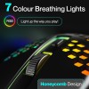 Ambrane Honeycomb Design Wired Gaming Mouse with 6 Programmable Buttons, 4-Speed Customizable 3600 DPI, Comfortable Grip, 7 Colors Breathing LED Light, 1.5m Long Cable, Lightweight (TroneX, Black)
