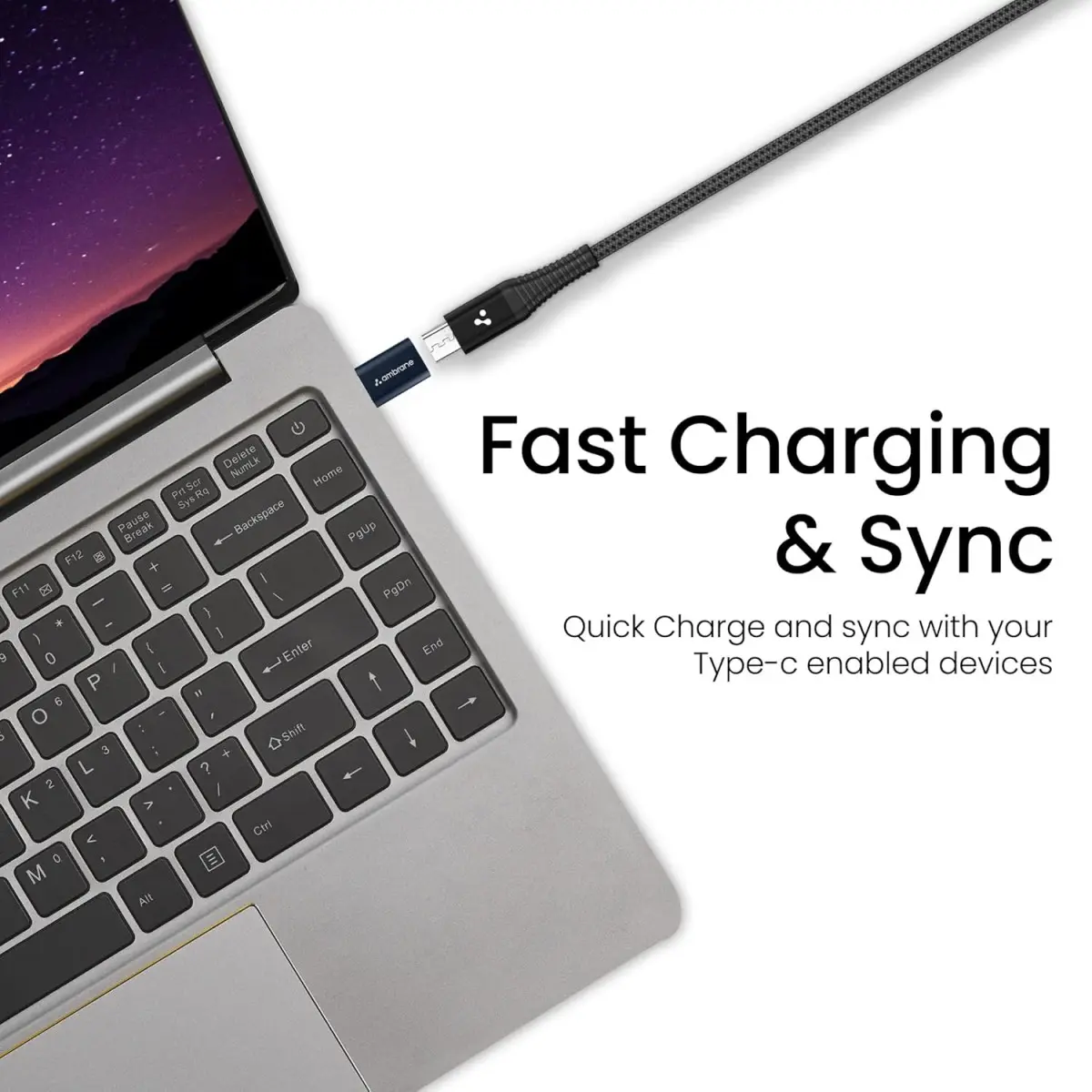 Ambrane Type-C to Micro USB OTG Adapter for 3A Fast Charging and Data Sync- Compatible with All Type-C Enabled Devices