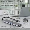 Amkette 8-in-1 Type C Hub/Docking Station with 100W Power Delivery&USB C Data Transfer Multiport Adapter with 4K HDMI,USB 3.0,100 MBPS Ethernet,SD/TF Card Reader,for All Type C Devices-MacBook,Laptops