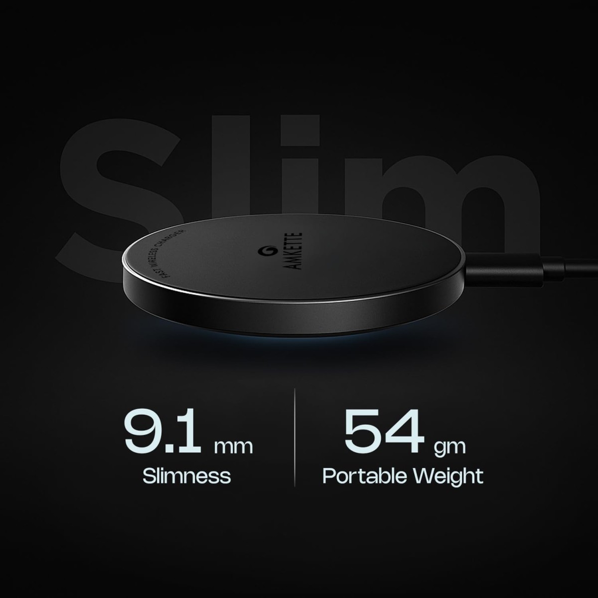Amkette Air 450 Wireless Charger/Magsafe Charger | Latest Qi Technology 15W Wireless Charging with MagSafe Compatibility