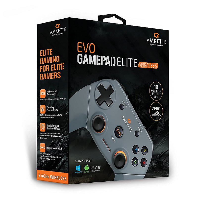 Amkette Evo Elite Wired PC Gamepad With Dual Vibration for PC/PS3/Android (Black)