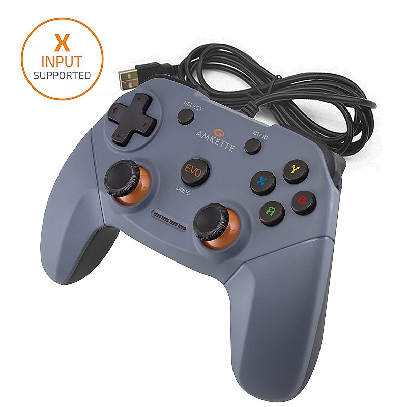 Amkette Evo Elite Wired PC Gamepad With Dual Vibration for PC/PS3/Android (Black)