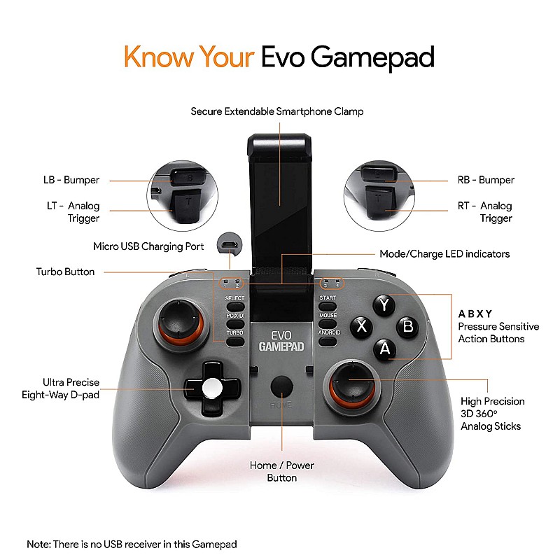 AMKETTE Evo Gamepad Go Bluetooth Gamepad  (Black-Grey, For Android)