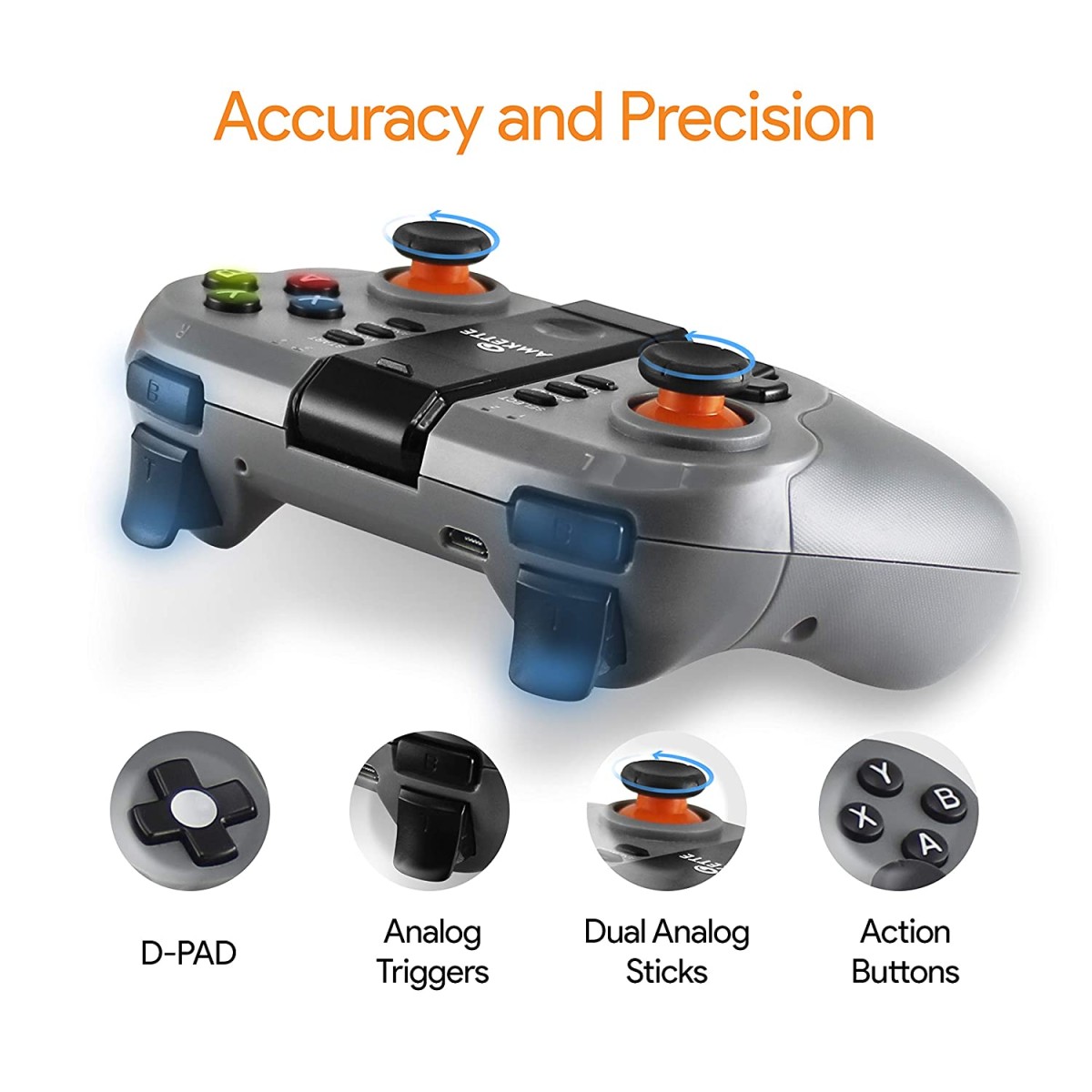 AMKETTE Evo Gamepad Go Bluetooth Gamepad (Black-Grey, For Android)