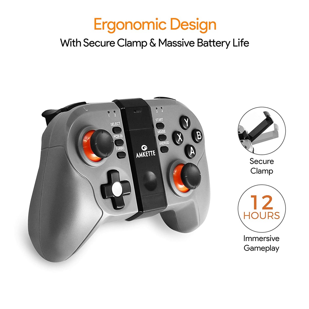 AMKETTE Evo Gamepad Go Bluetooth Gamepad (Black-Grey, For Android)