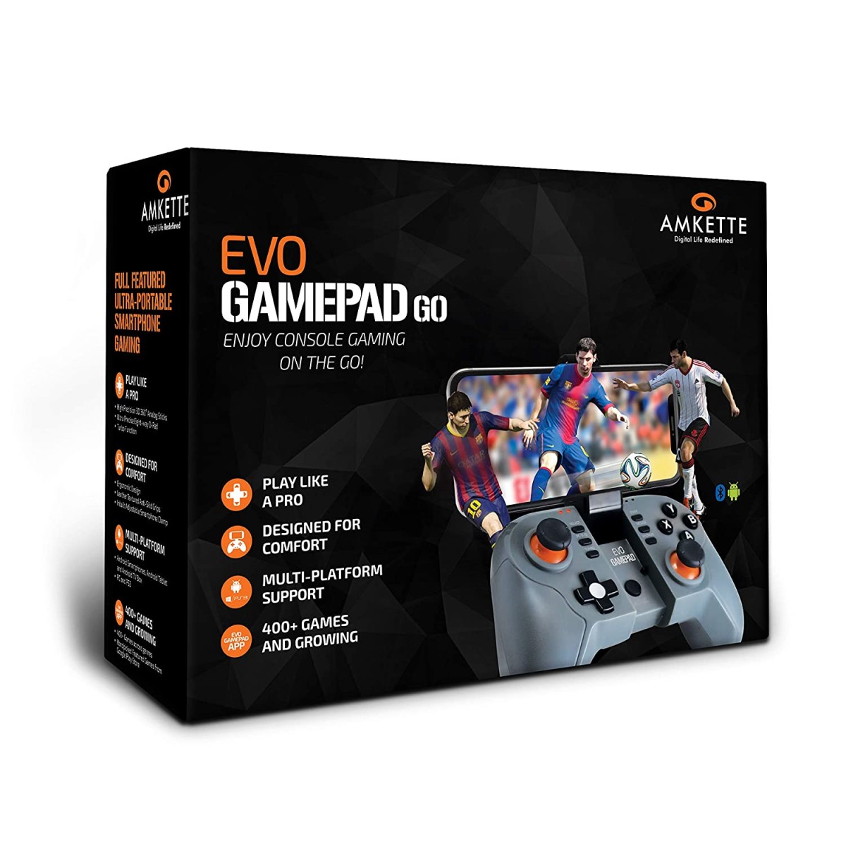 AMKETTE Evo Gamepad Go Bluetooth Gamepad (Black-Grey, For Android)