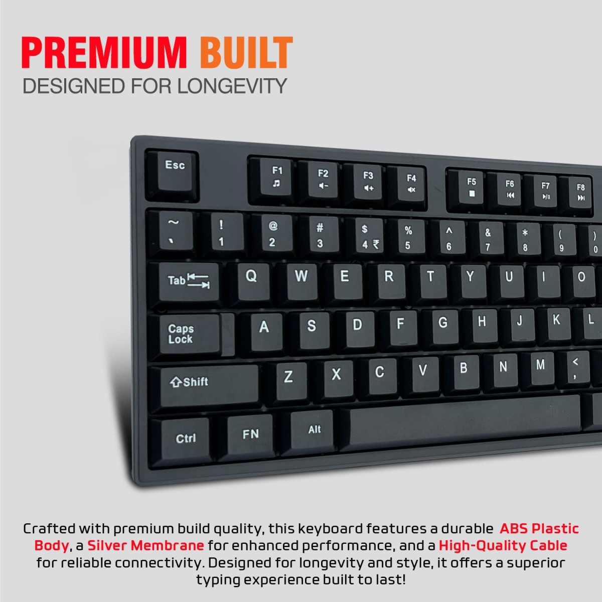 Amkette Lexus Neo Keyboard Mouse Combo Wired for Laptops, PCs & USB-Compatible Devices | UV-Coated, Long-Lasting, Anti-Fade Keys (Black)