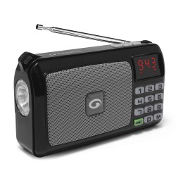 Amkette Pocket FM Portable Multimedia Speaker with USB, SD Card, Clock, and Powerful Torch