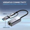 Amkette Super-Speed USB 3.0 + Type-C to RJ45 Gigabit Ethernet Adapter I 10/100/1000 MBPS Network LAN Speed I for Laptop, Desktop, Gaming Console,Chromebook and Macbook I Plug & Play I Fully Metal Body
