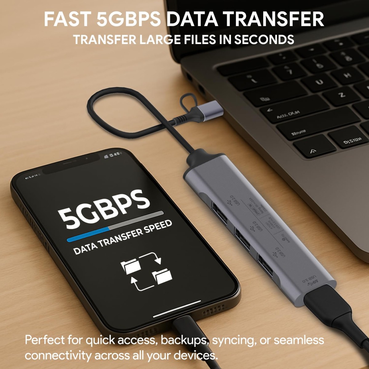 Amkette Type C Hub, Type-A+C to 4 Port With 5 Gbps Superspeed Data Transmission,1*USB 3.0 Ports,3*USB 2.0 Port,Sleek Metal Design usb c hub For Laptop (Grey)