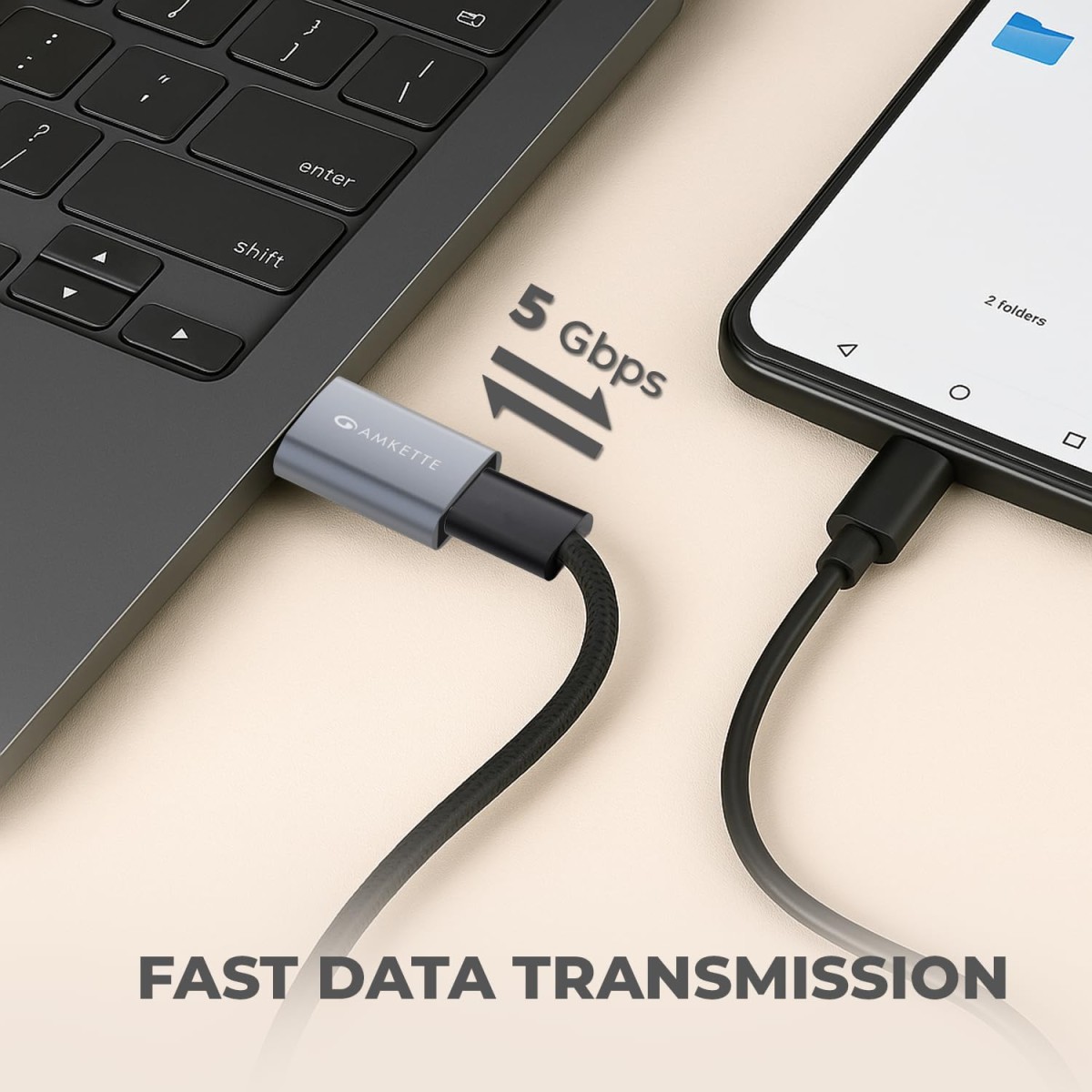 Amkette USB 3.0 Type-C Female to USB-A Male OTG Adapter 5Gbps High-Speed Data Transfer 15W Fast Charging Compact, Portable & Durable Aluminum Alloy