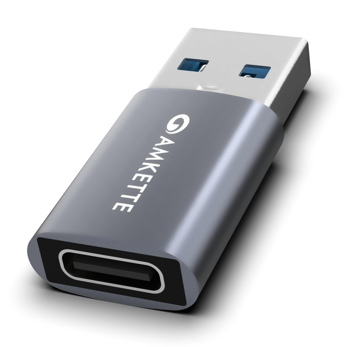 Amkette USB 3.0 Type-C Female to USB-A Male OTG Adapter 5Gbps High-Speed Data Transfer 15W Fast Charging Compact, Portable & Durable Aluminum Alloy