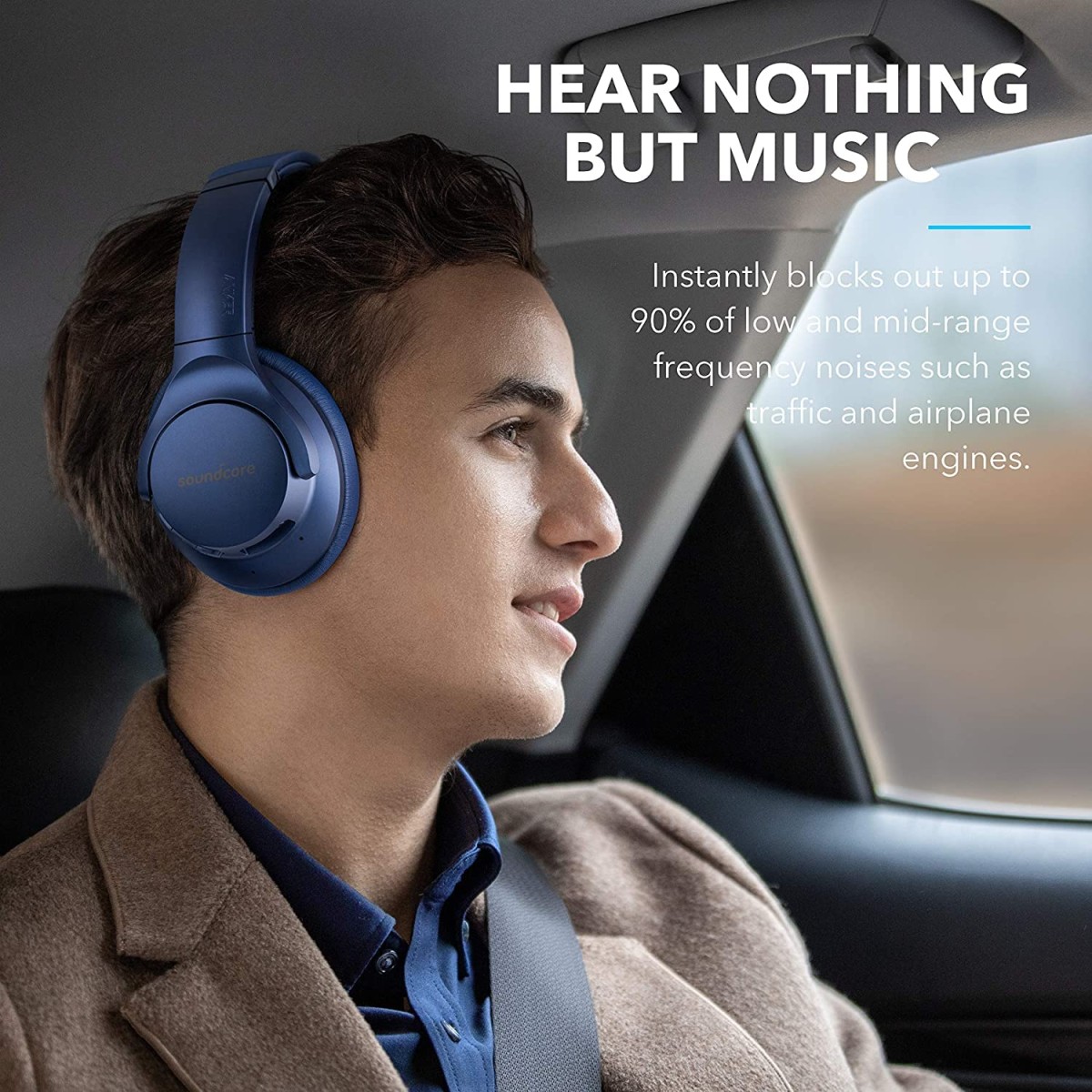 Soundcore by Anker Life Q20 With Hybrid Active Noise Cancellation Enabled Bluetooth (Black, On the Ear)